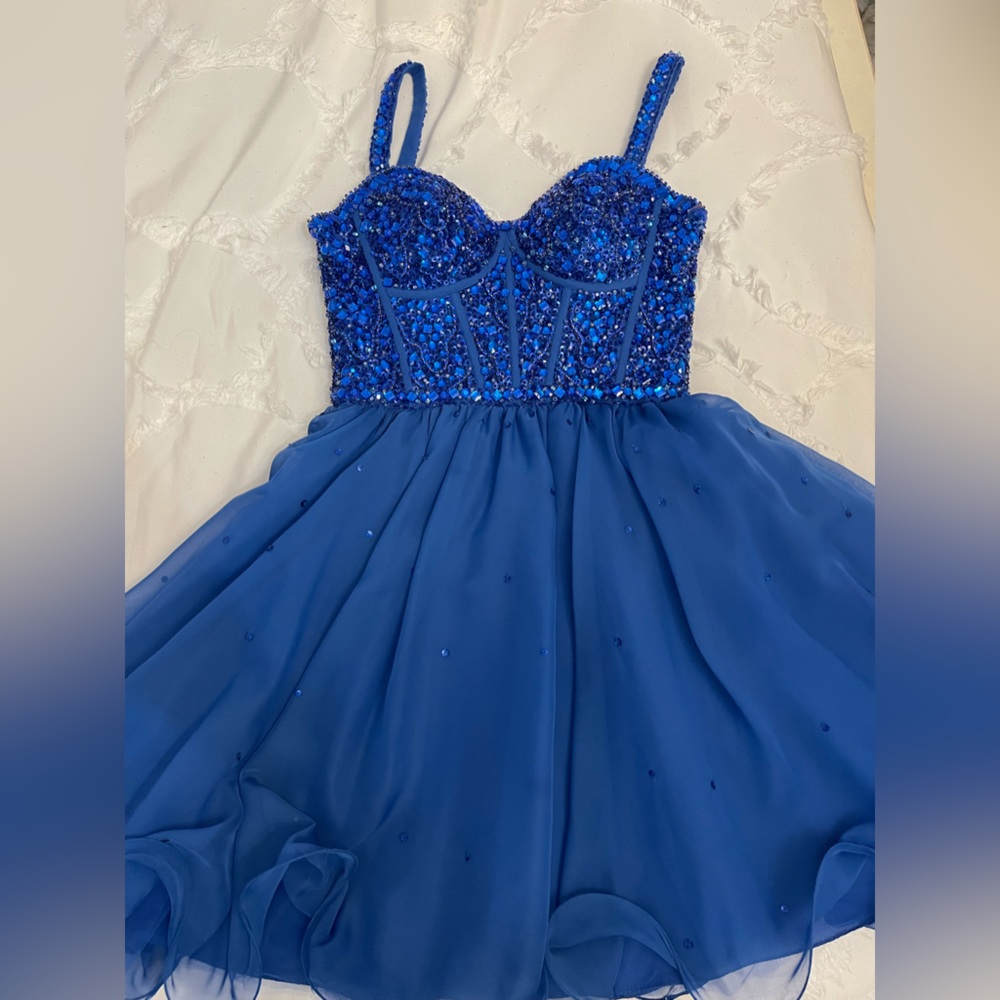 Morilee by Madeline Gardener Blue Mini Sequin Dress size 2